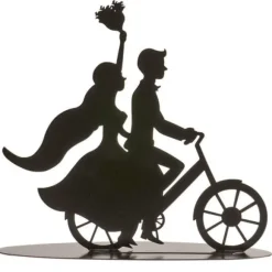 Décoration de Gâteau - Couple de Mariés à Bicyclette - 18 cm