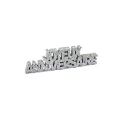 Décoration de Table "Joyeux Anniversaire" - Paillettes Argent