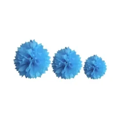 Décoration Pompon Turquoise - assortiment de 3 tailles