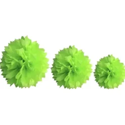 Décoration Pompon Vert Anis - assortiment de 3 tailles