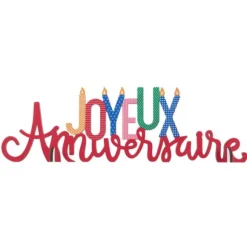Décoration à poser "Joyeux Anniversaire" en bois - 27 x 2,5 x 8,5 cm - Collection Anni' Festy