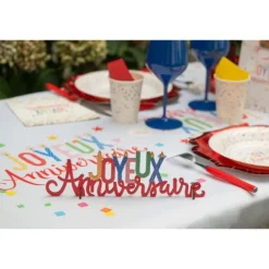 Décoration à poser "Joyeux Anniversaire" en bois - 27 x 2,5 x 8,5 cm - Collection Anni' Festy