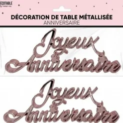 2 décorations de table métallisées "Joyeux Anniversaire" - Couleur au choix