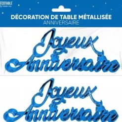 2 décorations de table métallisées "Joyeux Anniversaire" - Couleur au choix