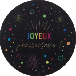 10 décorations en bois "Joyeux Anniversaire" à parsemer - Diamètre 5 cm - Collection Festicolor - Couleur au choix