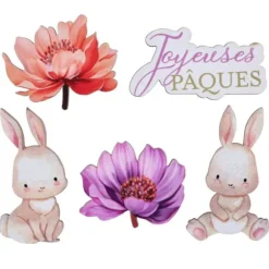 10 décorations en bois à parsemer - Pâques - Collection Lapinou