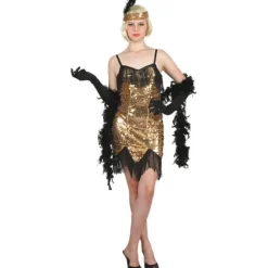 Déguisement Charleston Robe Dorée - Femme - Taille au choix