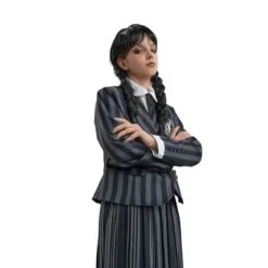 Déguisement de Mercredi ® Addams pour enfant - Uniforme scolaire de Nevermore - Noir / Gris - Taille au choix