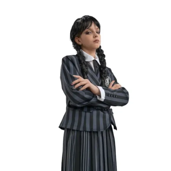 Déguisement de Mercredi ® Addams pour enfant - Uniforme scolaire de Nevermore - Noir / Gris - Taille au choix