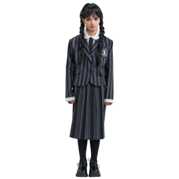 Déguisement de Mercredi ® Addams pour enfant - Uniforme scolaire de Nevermore - Noir / Gris - Taille au choix