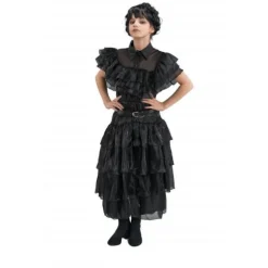 Déguisement de Mercredi ® Addams pour enfant - Robe de bal noire - Taille au choix