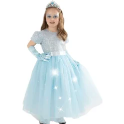 Déguisement de Princesse Lumineuse Bleue pour fille - Taille au choix