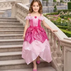 Déguisement de Princesse Rose à Volants pour fille - Taille au choix