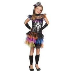 Déguisement de Squelette Multicolore Fille - Taille au Choix