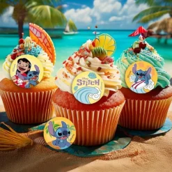 20 disques comestibles pour gâteau d'anniversaire - Diamètre 3,4 cm - Stitch™