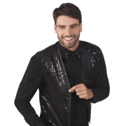 Ensemble Gilet et Noeud papillon à sequins - Coloris au choix