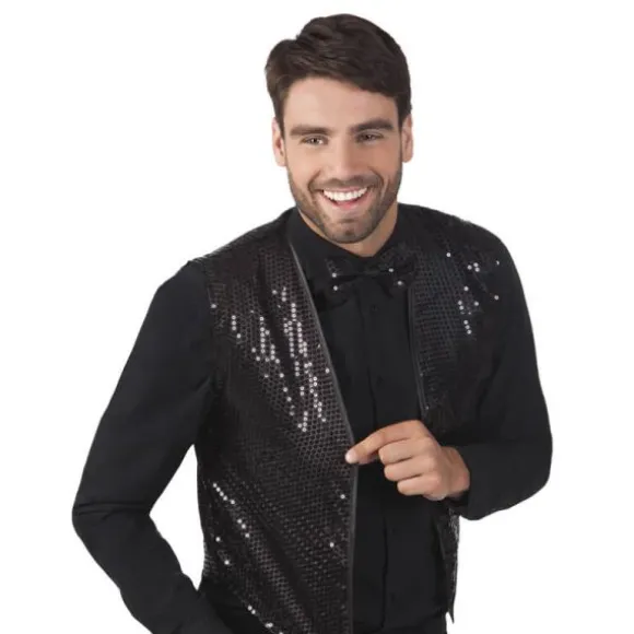 Ensemble Gilet et Noeud papillon à sequins - Coloris au choix