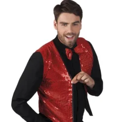 Ensemble Gilet et Noeud papillon à sequins - Coloris au choix