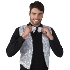 Ensemble Gilet et Noeud papillon à sequins - Coloris au choix