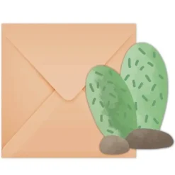 6 Enveloppes et Invitations - Lama et Cactus