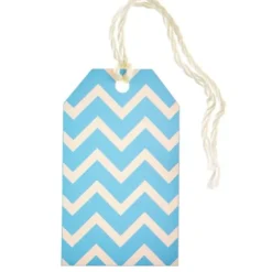 12 Etiquettes à Chevrons - Bleu Ciel