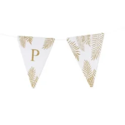 5 Fanions Blancs et Paillettes Or " P " - Fougère