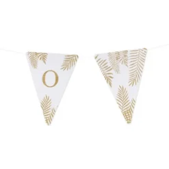 5 Fanions Blancs et Paillettes Or " O " - Fougère