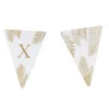 5 Fanions Blancs et Paillettes Or " X " - Fougère