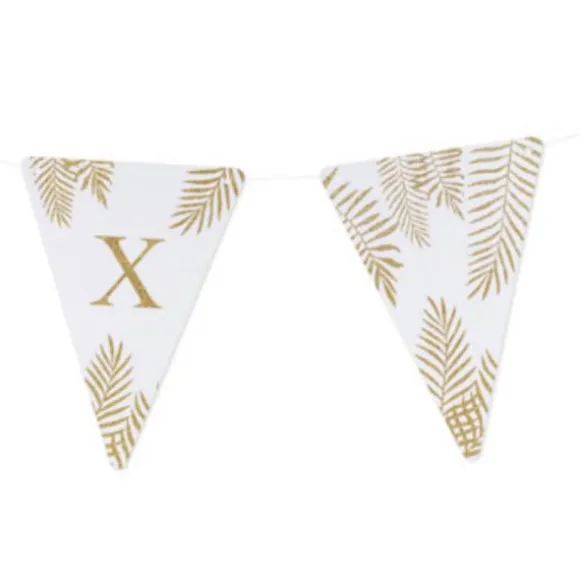 5 Fanions Blancs et Paillettes Or " X " - Fougère