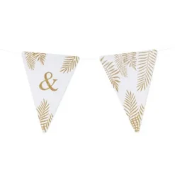 5 Fanions Blancs et Paillettes Or " & " - Fougère