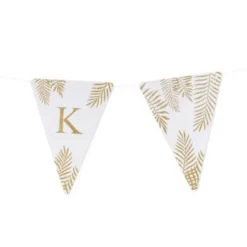 5 Fanions Blancs et Paillettes Or " K " - Fougère