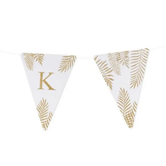 5 Fanions Blancs et Paillettes Or " K " - Fougère