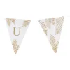 5 Fanions Blancs et Paillettes Or " Y " - Fougère