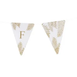 5 Fanions Blancs et Paillettes Or " F " - Fougère