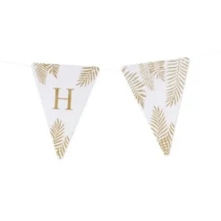 5 Fanions Blancs et Paillettes Or " H " - Fougère
