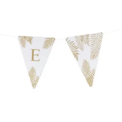 5 Fanions Blancs et Paillettes Or " E " - Fougère