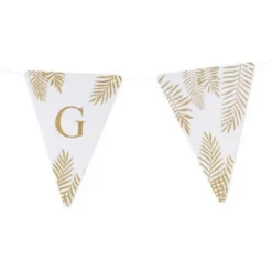 5 Fanions Blancs et Paillettes Or " G " - Fougère