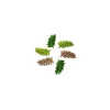 6 Feuilles de Laurier en Bois - Vert et Or à Paillettes - 4,5 cm