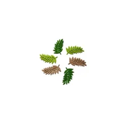 6 Feuilles de Laurier en Bois - Vert et Or à Paillettes - 4,5 cm