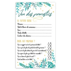 6 feuilles Jeu des pronostics pour Baby Shower