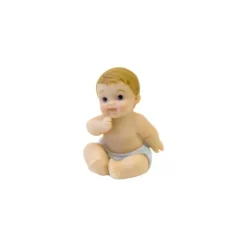 Figurine en résine pour baptême - Bébé assis - Modèle au choix