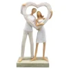 Figurine à poser - 15 x 6 x 27,5 cm - Couple avec cadre en forme de cœur