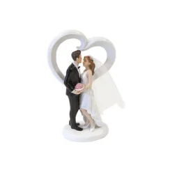 Figurine pour mariage - 13,5 cm - Couple de mariés devant cœur
