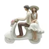 Figurine pour mariage - 23,5 x 8,5 x 23,5 cm - Couple de mariés sur scooter