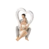 Figurine pour mariage - 9,5 x 10,5 x 14,5 cm - Couple de mariés assis avec cœur