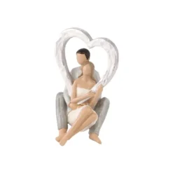 Figurine pour mariage - 9,5 x 10,5 x 14,5 cm - Couple de mariés assis avec cœur