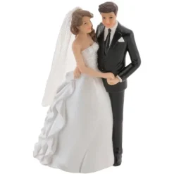 Figurine pour mariage - 9 x 5,3 x 14,2 cm - Couple de mariés se tenant la main