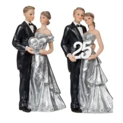 Figurine pour noces d'argent - 18 x 10 cm - Modèle Aléatoire
