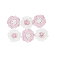 6 fleurs adhésives en papier - 5 cm - Couleur au choix