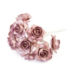 12 Fleurs Papier Pailletées - Rose Gold